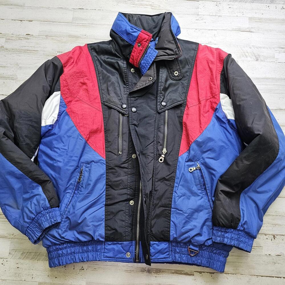 Vintage 90s St Johns Bay Ski Coat Jacket Mens Large Tall Colorful Colorblock RAD
